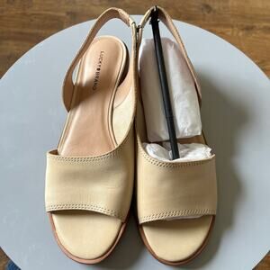 Lucky Brand Womens size 8M Natural Safello Asymmetric Slingback Sandal Beige new